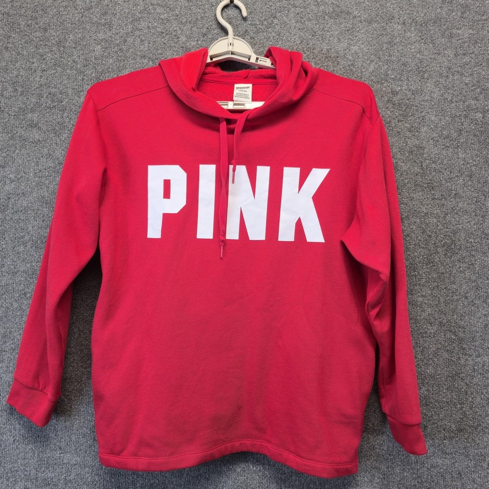 Pink Victoria's Secret Hoodie Womens Large Red Pullover Sweatshirt Logo